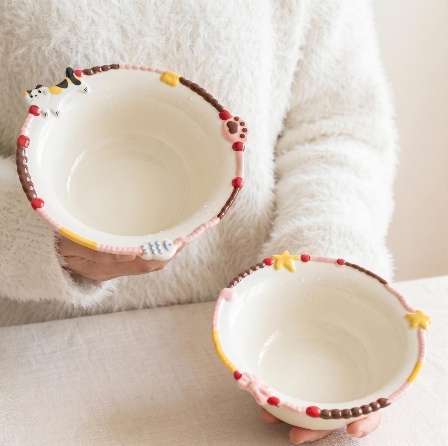 Cartoon Relief Ceramic Bowl lifestyle - MoriMori Home