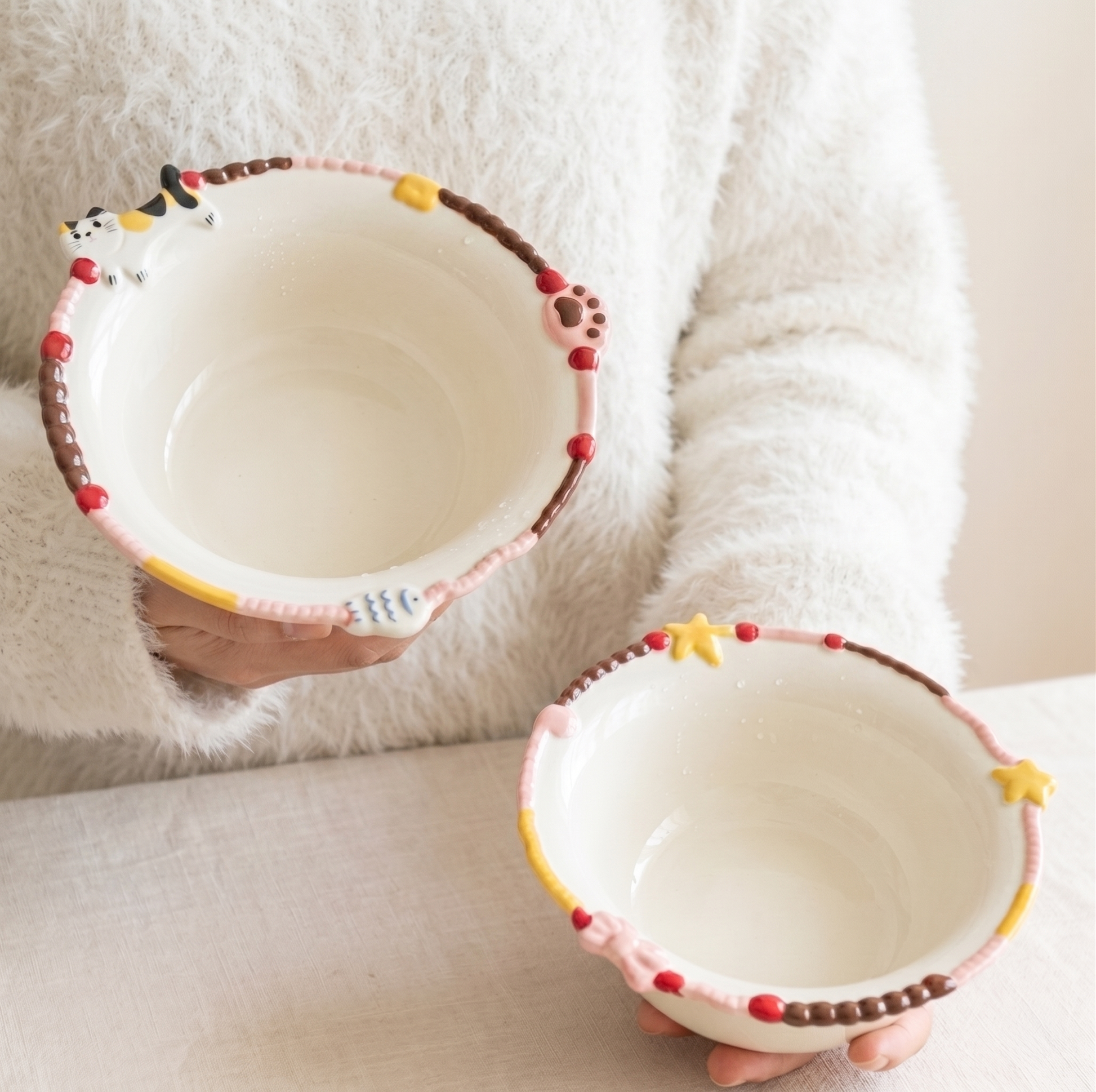 Cartoon Relief Ceramic Bowl lifestyle - MoriMori Home