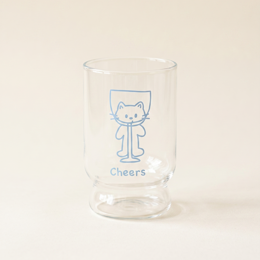 Cat Glass Cold Cup 10.5 oz illustrated glass cup - MoriMori Home