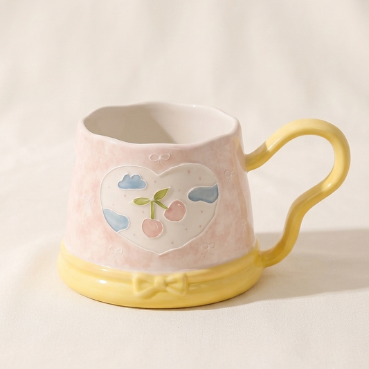 Cherry Blossom Ceramic Mug 13 oz Blush watercolor illustration - MoriMori Home