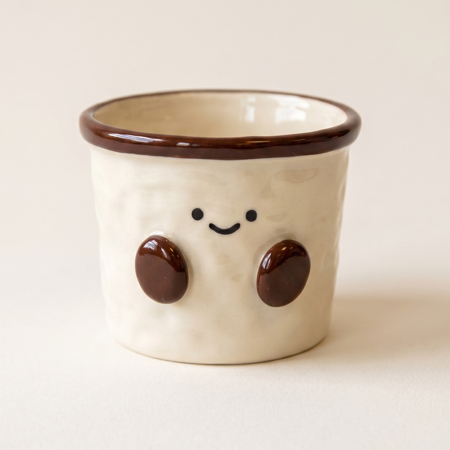 Cocoa Bean Hand-Pinched Ceramic Mug 10 oz raised 3D coffee beans - MoriMori Home