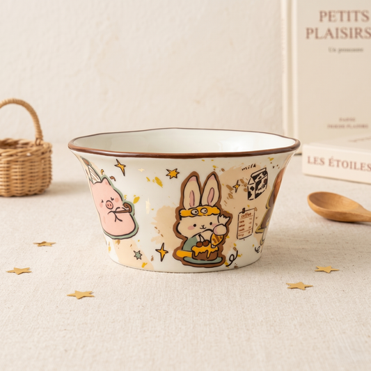 Cozy Cartoon Cream Bowl
