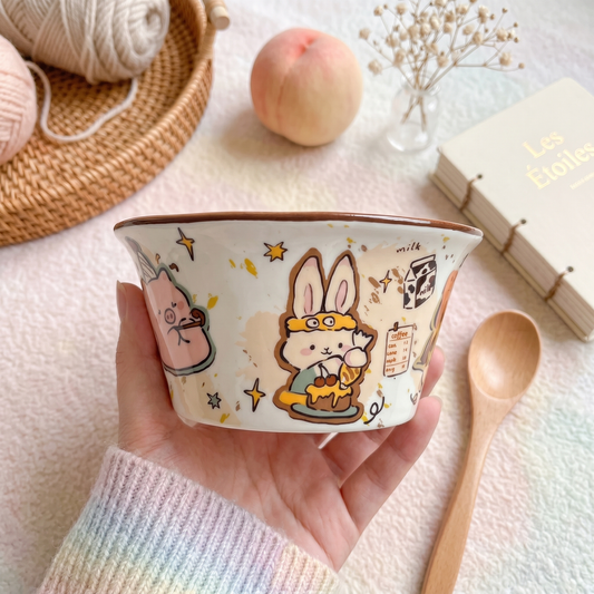 Cozy Cartoon Cream Bowl