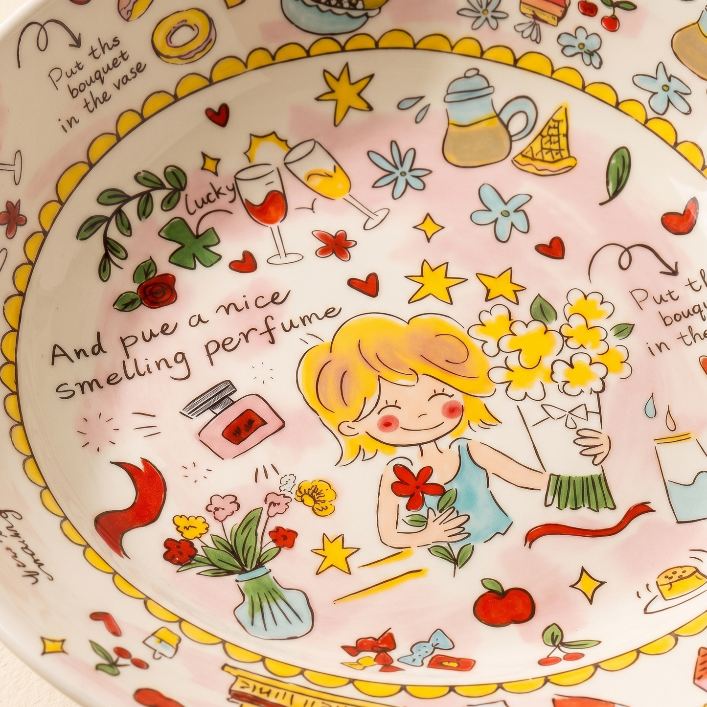 Cream Dutch Wife Ceramic Soup Plate top view - MoriMori Home