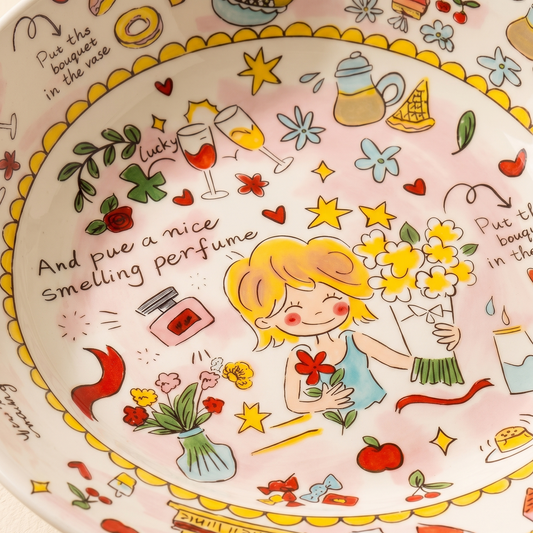 Cream Dutch Wife Ceramic Soup Plate top view - MoriMori Home