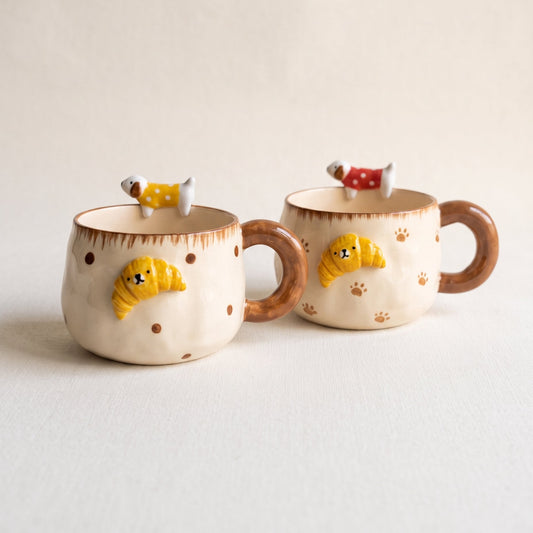 Croissant Puppy Ceramic Mug · 12oz