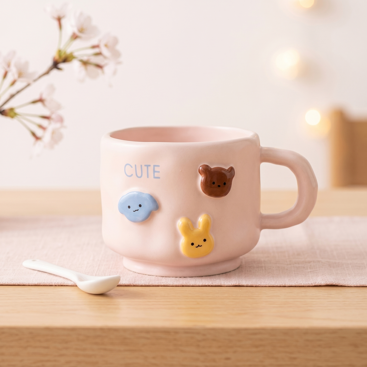 Animals Hand-Pinched Ceramic Mug · Sage & Blush