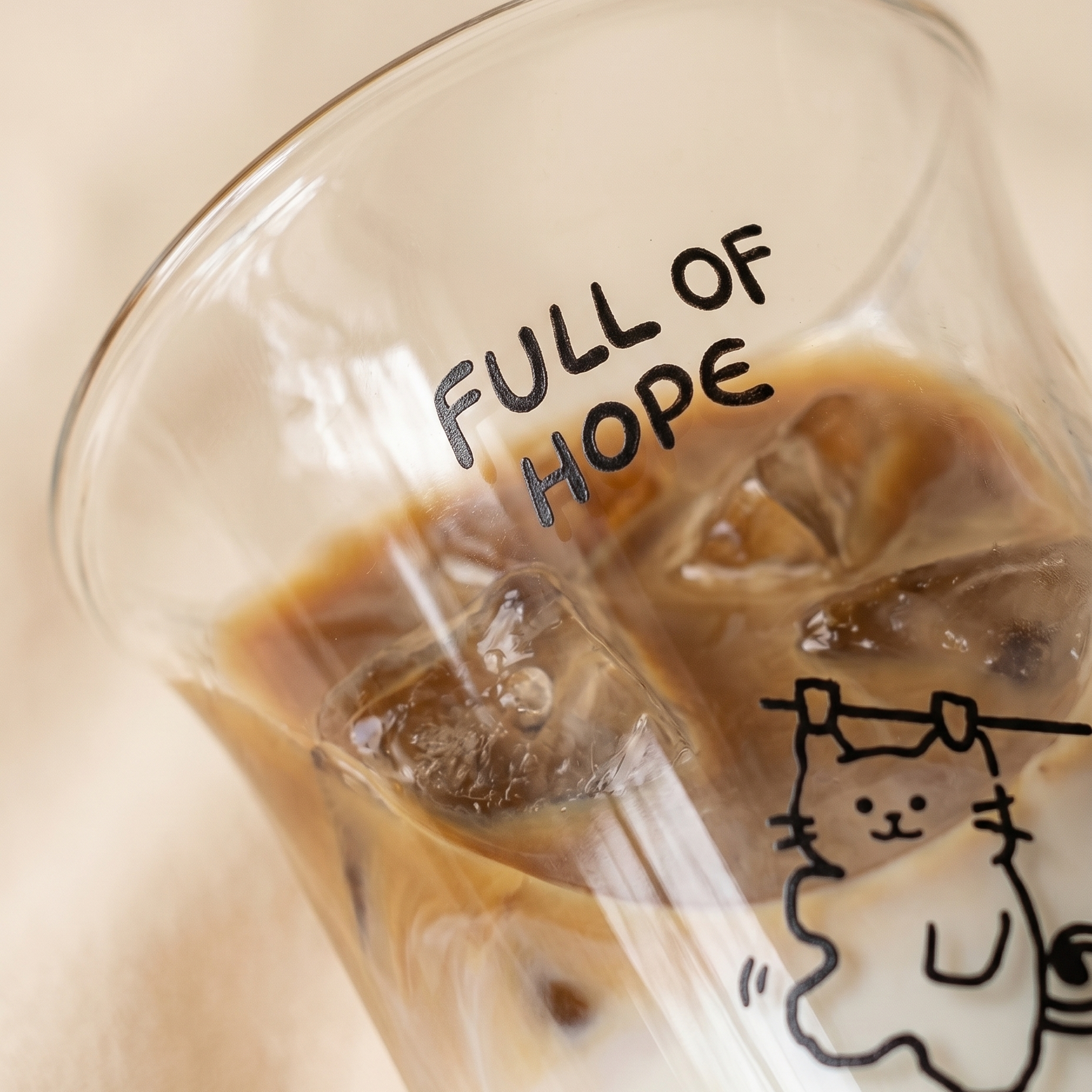 Cute Glass Cold Cup No More Anxiety variant - MoriMori Home