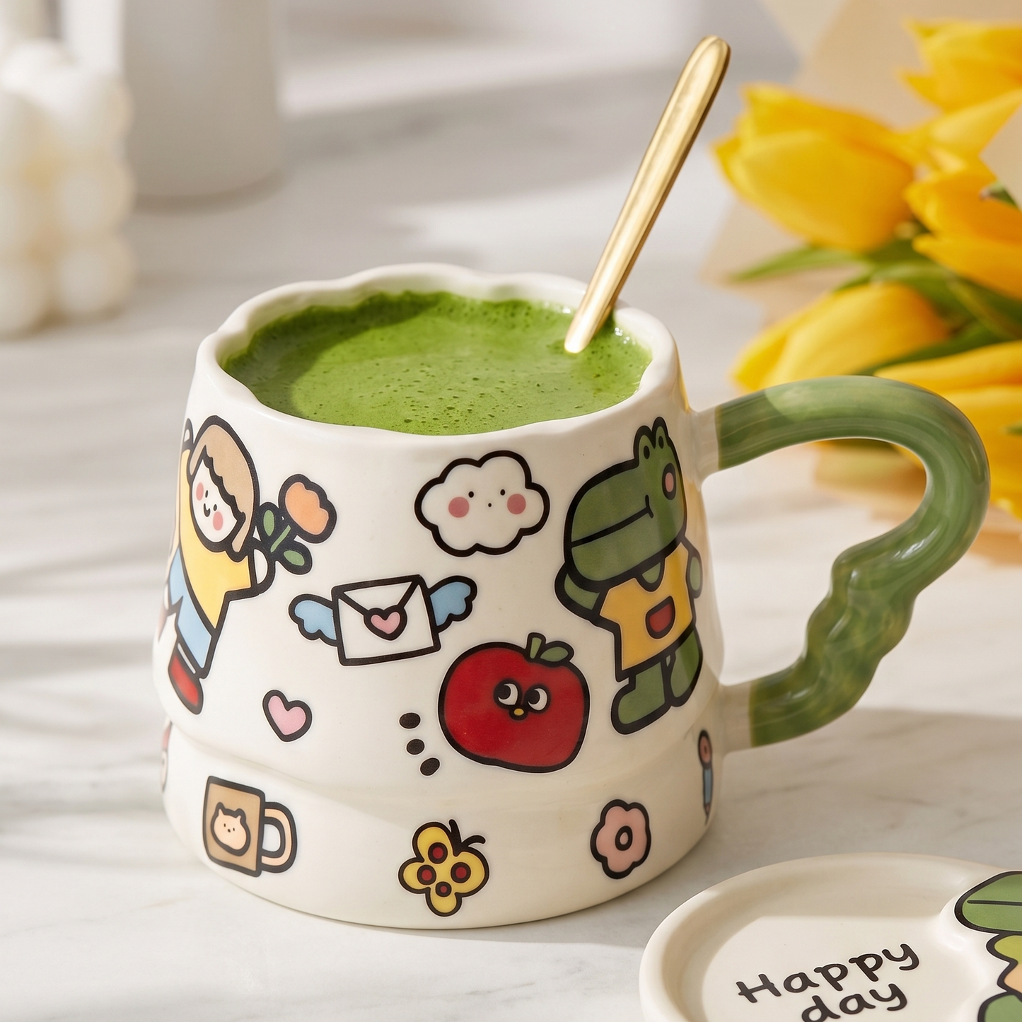 Graffiti Ceramic Mug with Lid · 13.5 oz
