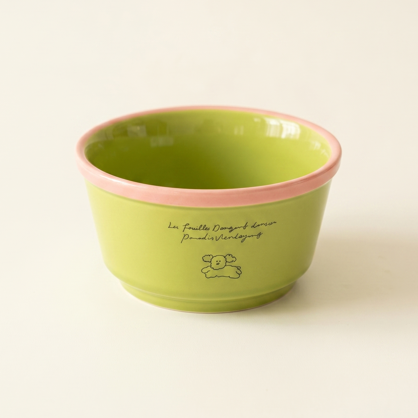 Dopamine Puppy Ceramic Bowl Green