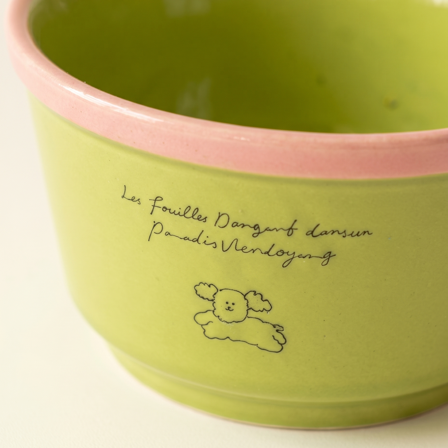 Dopamine Puppy Ceramic Bowl Green