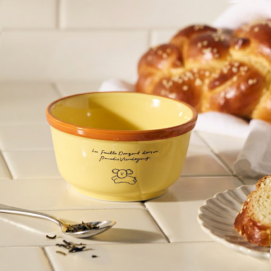 Dophamine Puppy Ceramic Bowl Yellow