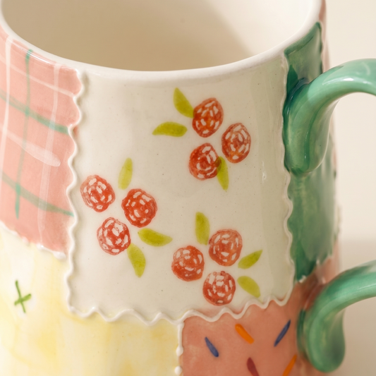 Embossed Ceramic Mug Hand-Painted detail - MoriMori Home