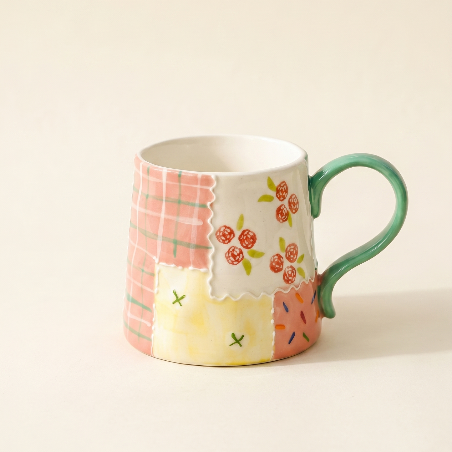 Embossed Ceramic Mug · Hand-Painted