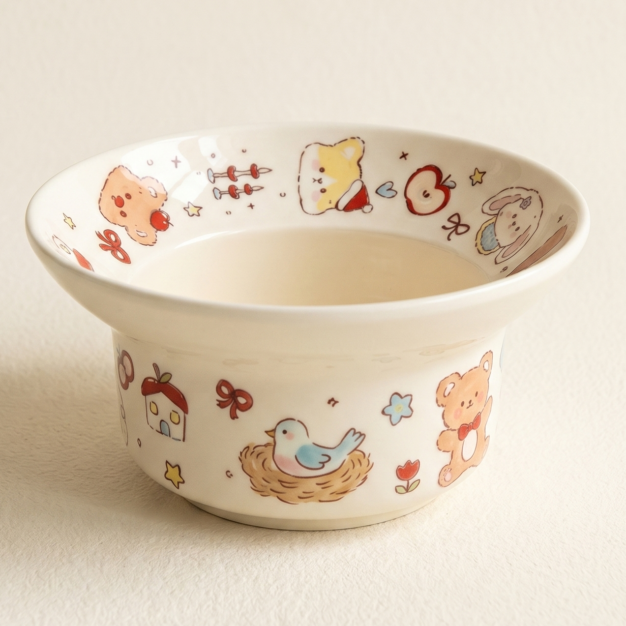 Forest Animal Straw Hat Ceramic Bowl