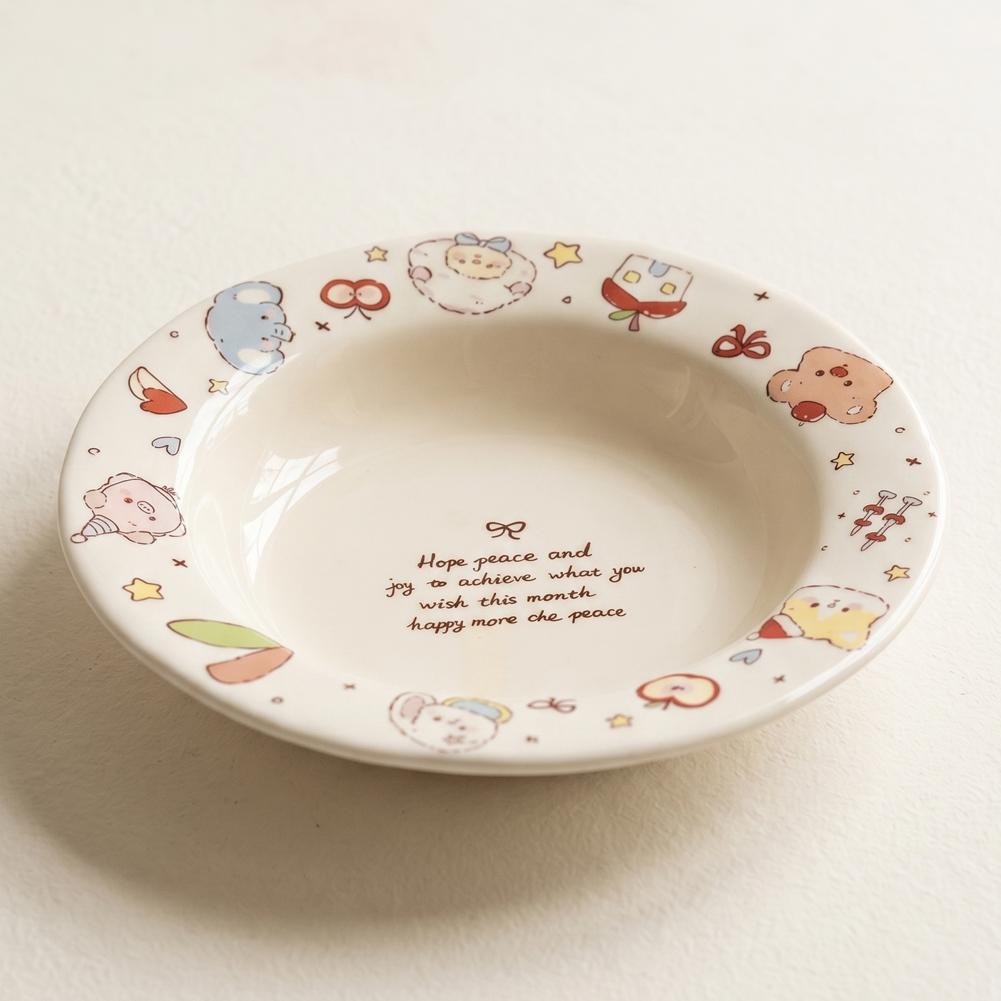 Forest Animal Straw Hat Ceramic Tray Bowl