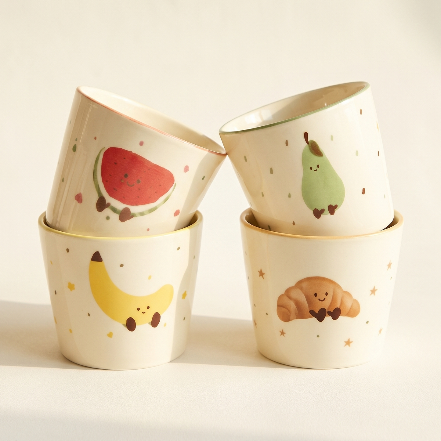 Fruit Croissant Ceramic Mug Set · Set of 4