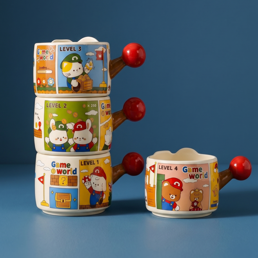 Game World Illustrated Ceramic Stacking Mug 11.8 oz gaming character - MoriMori Home