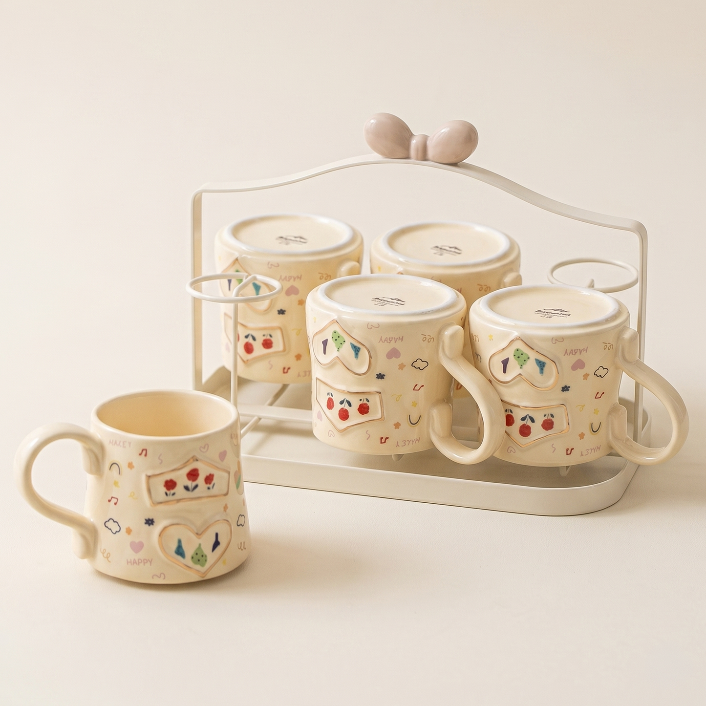 Garden Mori Ceramic Mug 10 oz ribbon-shaped handle - MoriMori Home