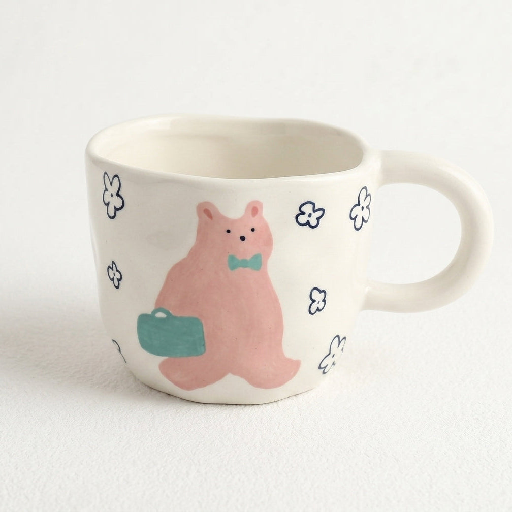 Hand-Pinched Irregular Cute Bear Ceramic Mug · 8oz