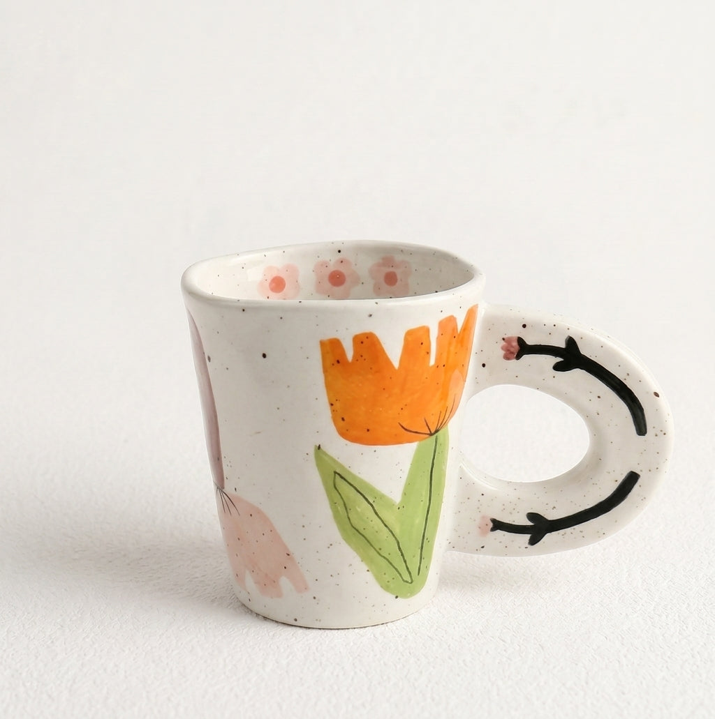 Floral Design Hand-Painted Ceramic Tableware