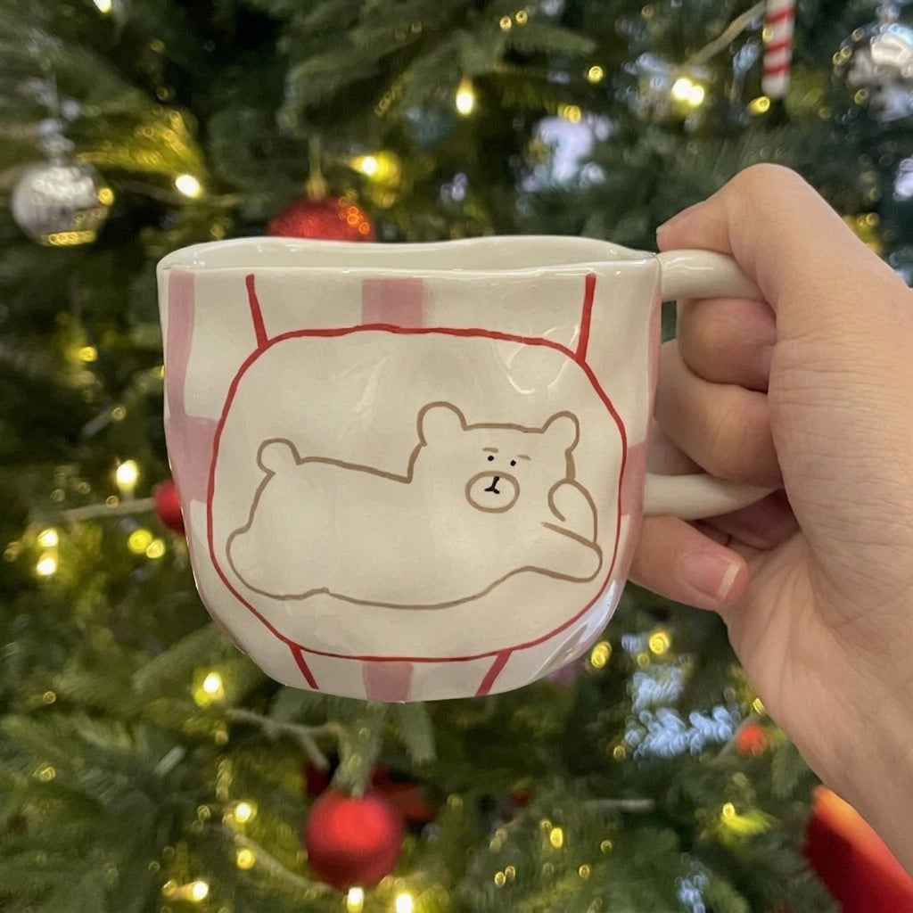Hand-Pinched Irregular Cute Bear Ceramic Mug · 8oz