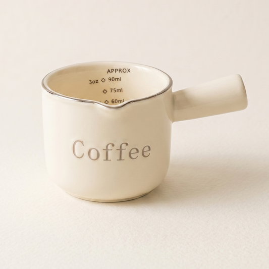 Cafe Cream Ceramic Milk Cup with Coffee embossed motif - MoriMori Home