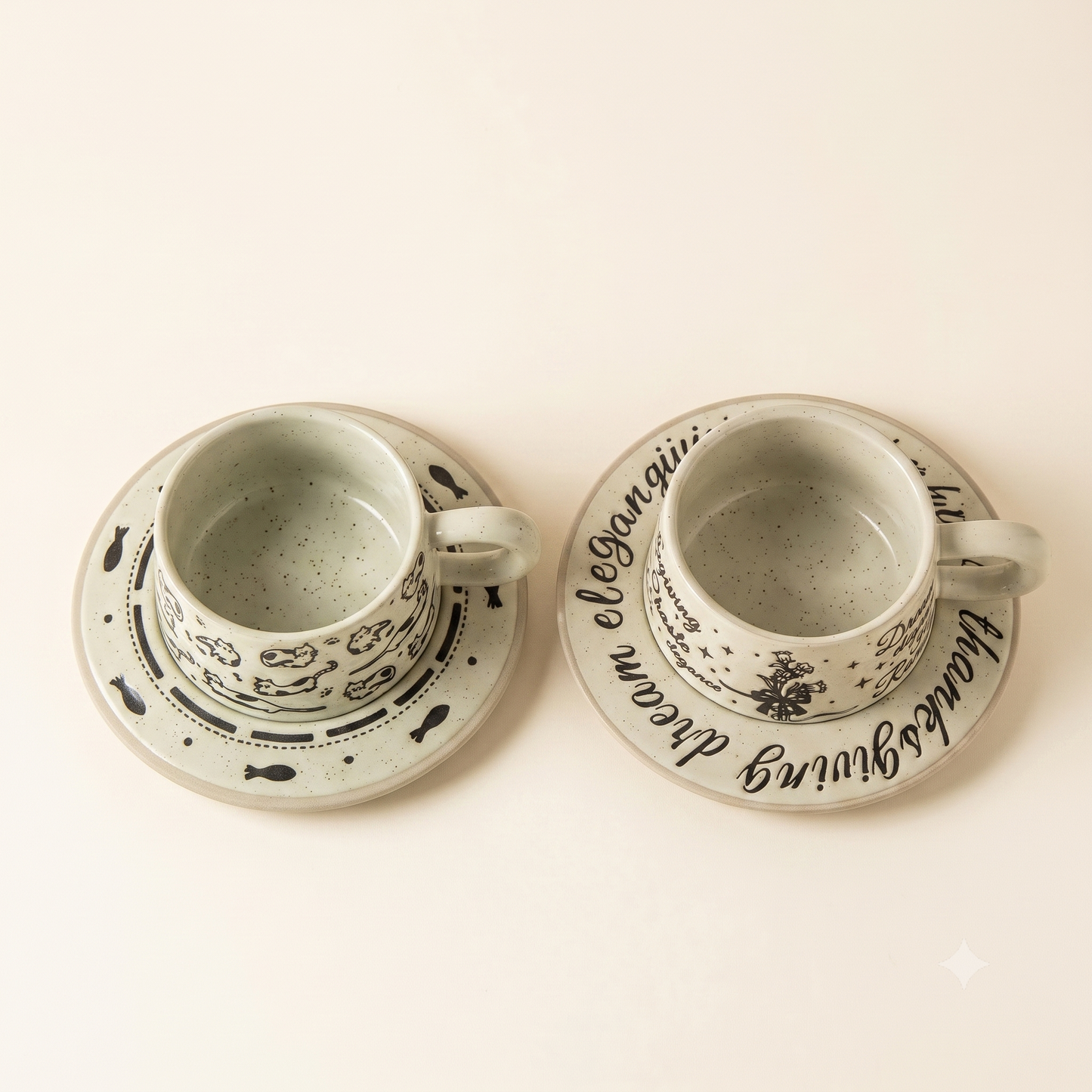 Vintage Clay Mug & Saucer · 8.5oz