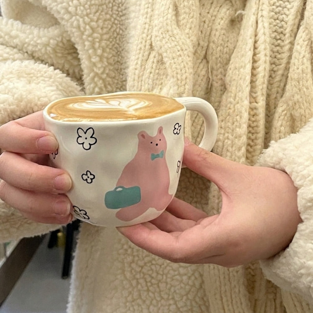 Hand-Pinched Irregular Cute Bear Ceramic Mug · 8oz