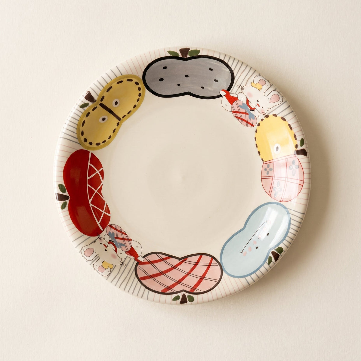 Apple Rabbit Cartoon Ceramic Plate 8"