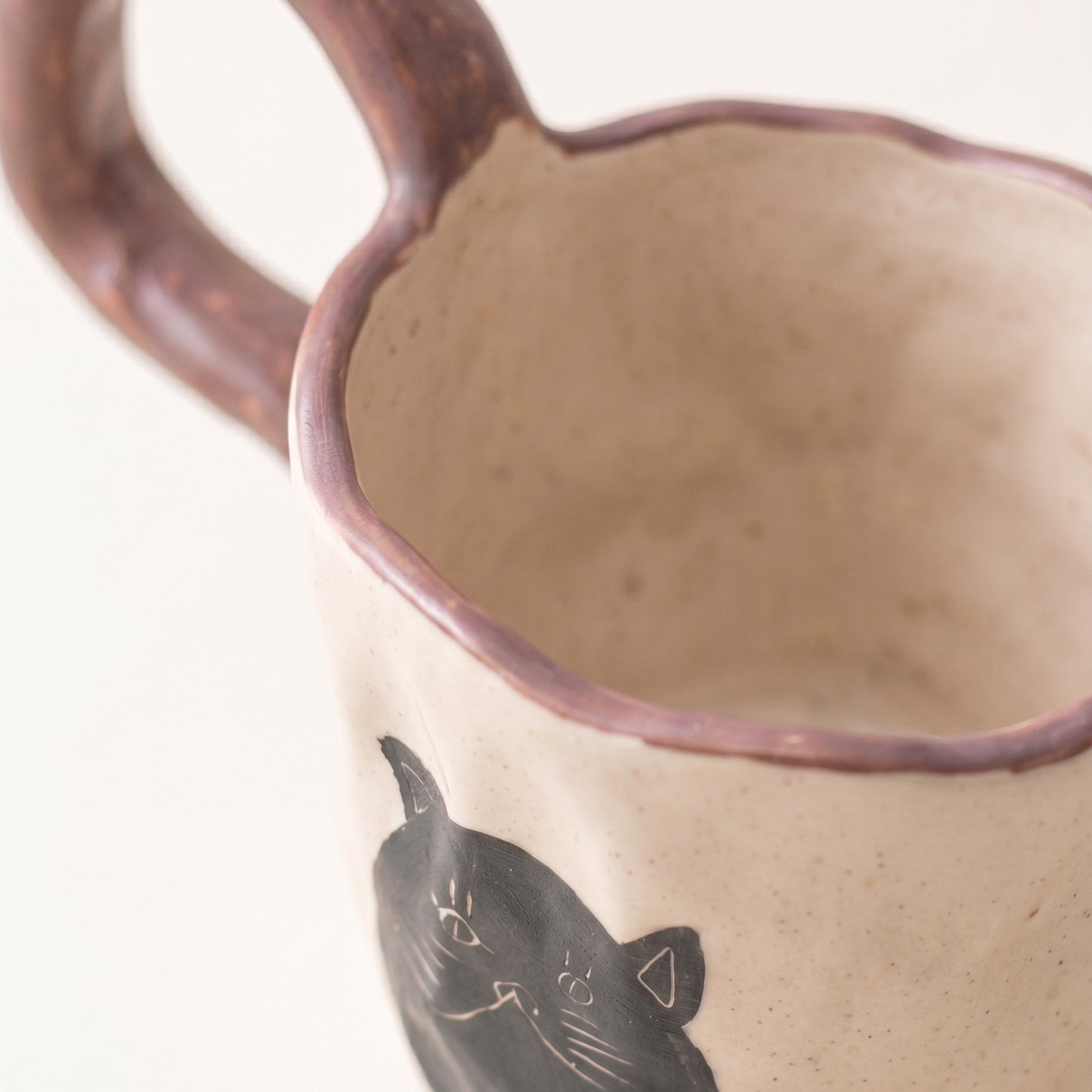 Shadow Cat Hand-Kneaded Pedestal Mug styled - MoriMori Home