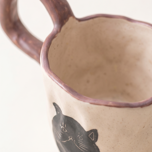 Shadow Cat Hand-Kneaded Pedestal Mug styled - MoriMori Home
