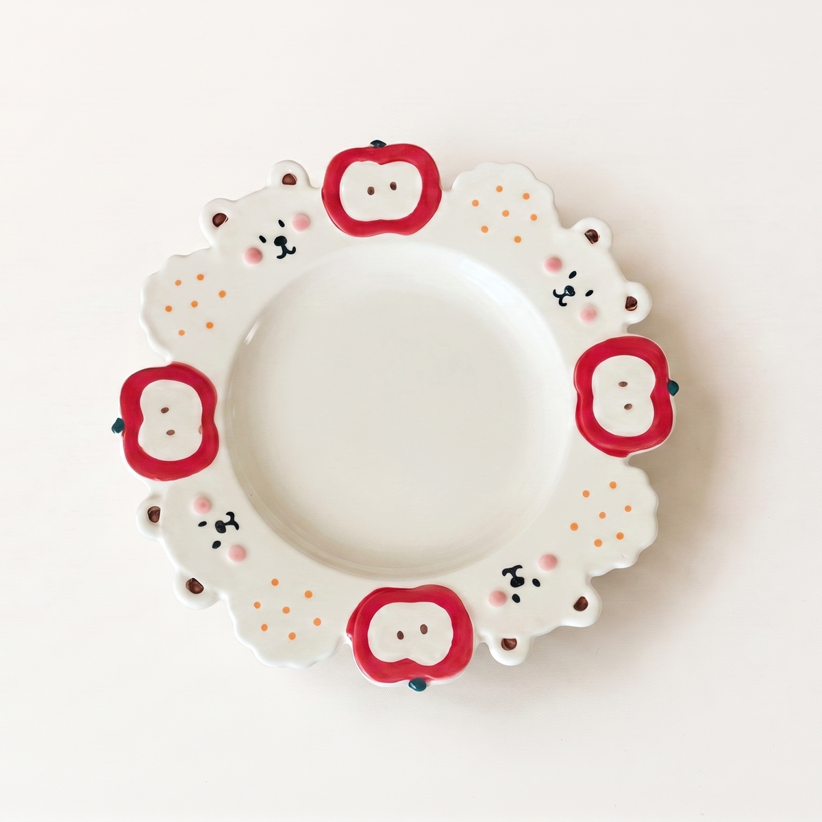 Cute Piggy Bear Ceramic Plate · 7.8”