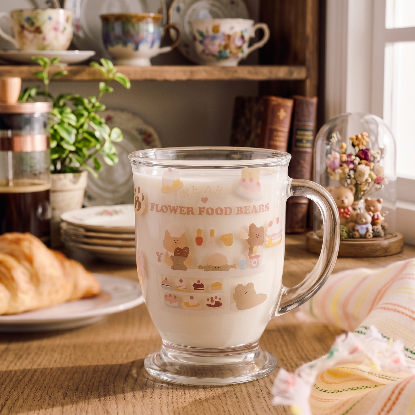Pink Bear Glass Cup with Handle · 10.5 oz