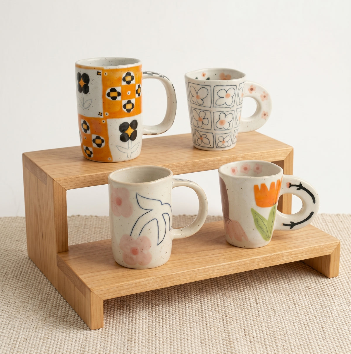Floral Design Hand-Painted Ceramic Mug