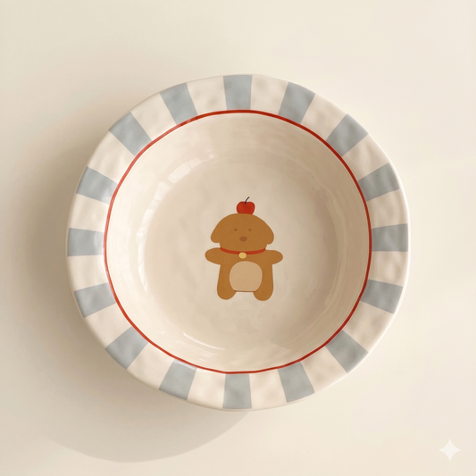 Apple Puppy Straw Hat Plate · 8"
