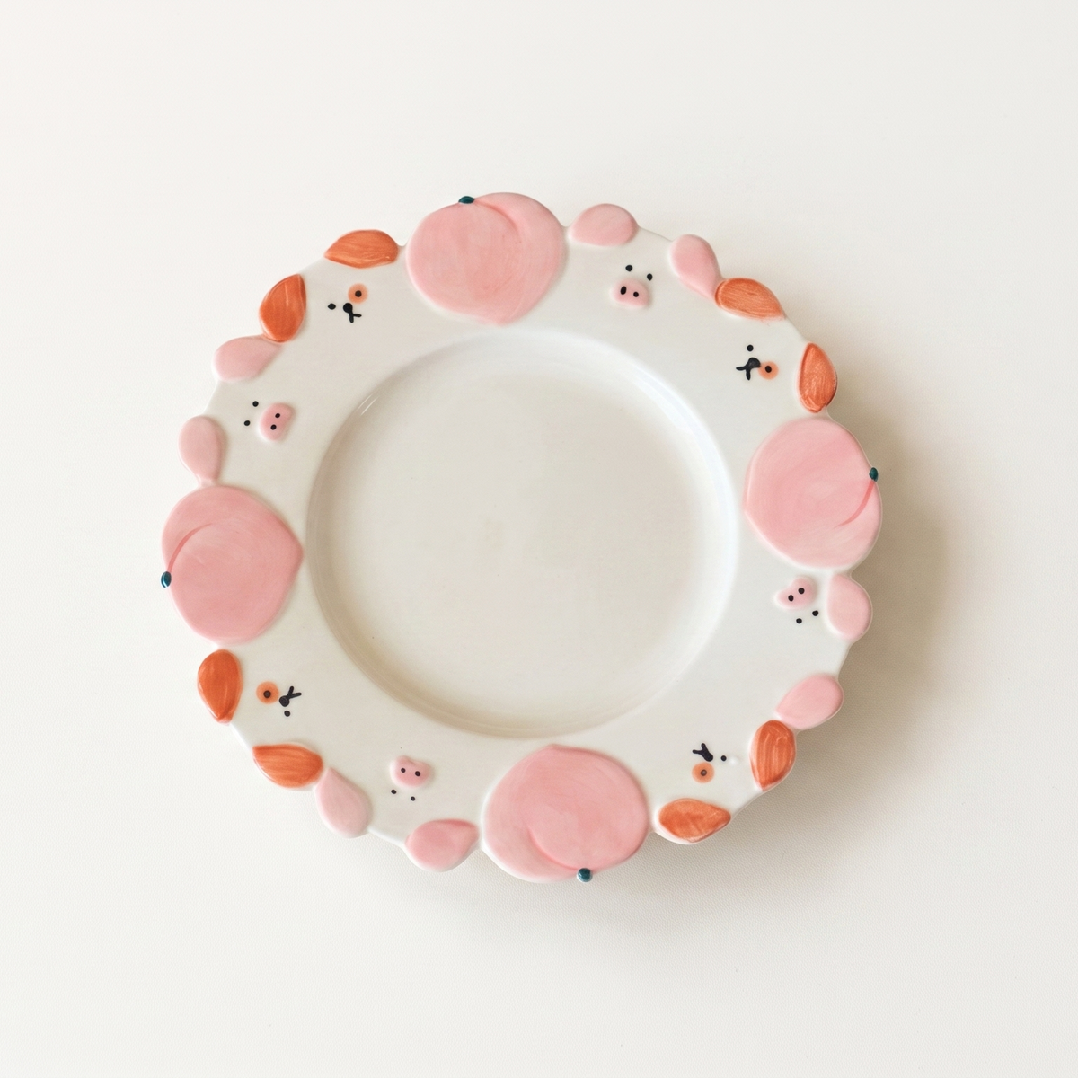 Cute Piggy Bear Ceramic Plate · 7.8”