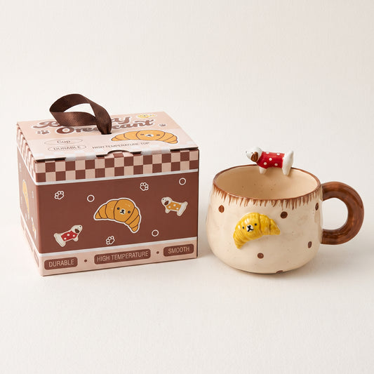 Croissant Puppy Ceramic Mug · 12oz