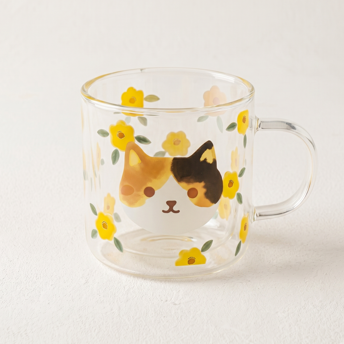 Cute Cat Theme Glass Cup · 16oz