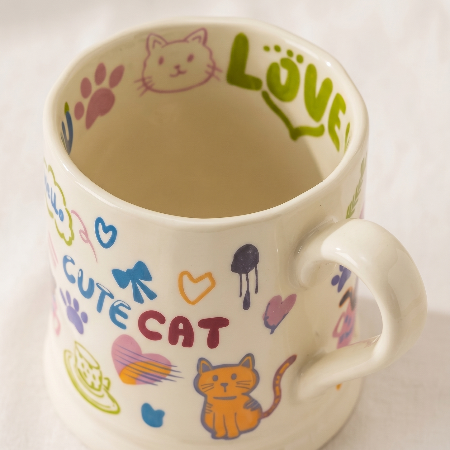 Graffiti Cat Ceramic Mug detail - MoriMori Home