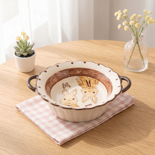 Hana Rabbit Double Ear Bowl · 7.5" Milk White