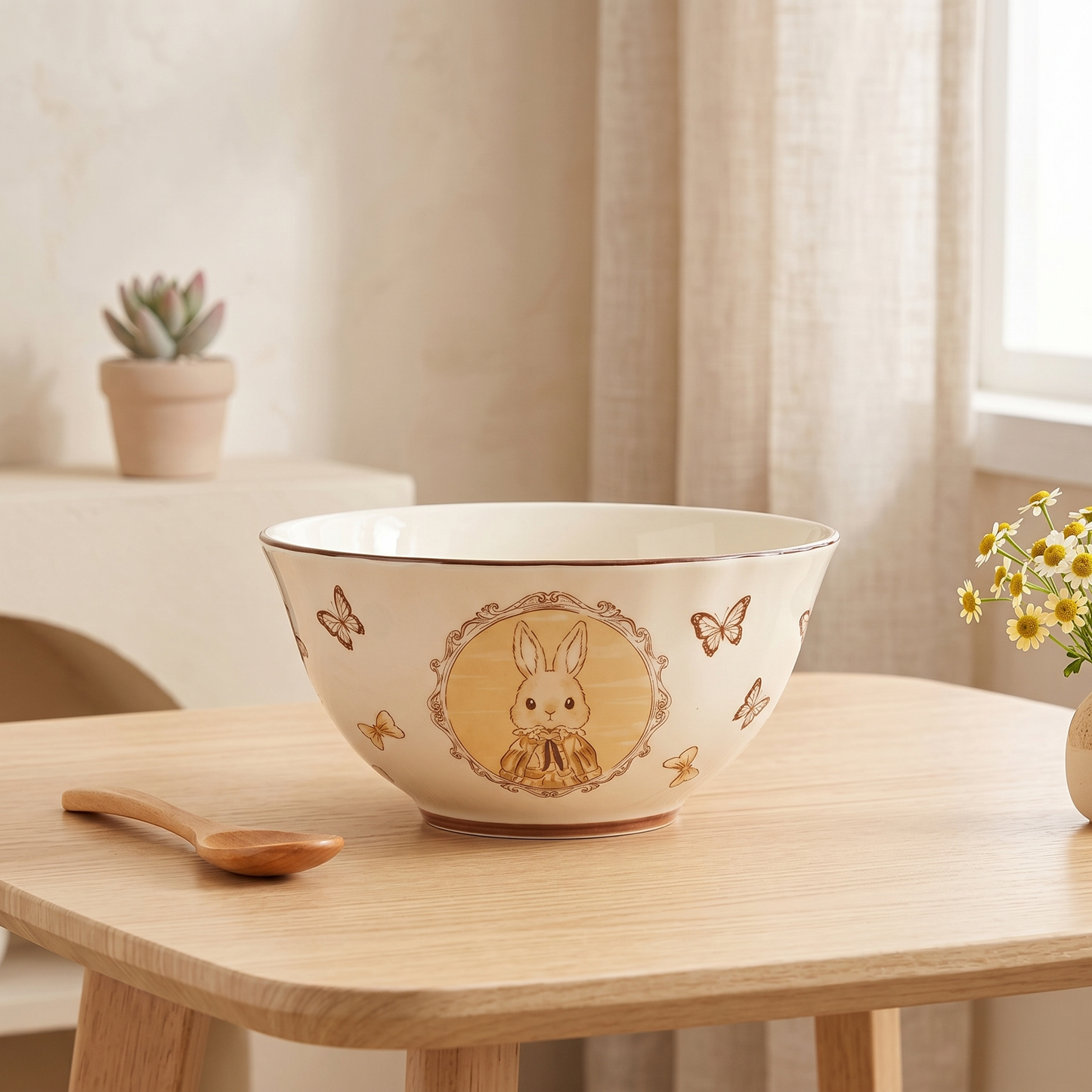 Hana Rabbit Ruffle Ceramic Bowl · 7.5" Milk White