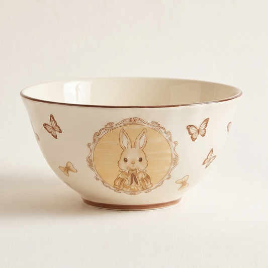 Hana Rabbit Ruffle Ceramic Bowl 7.5 inch Milk White - MoriMori Home