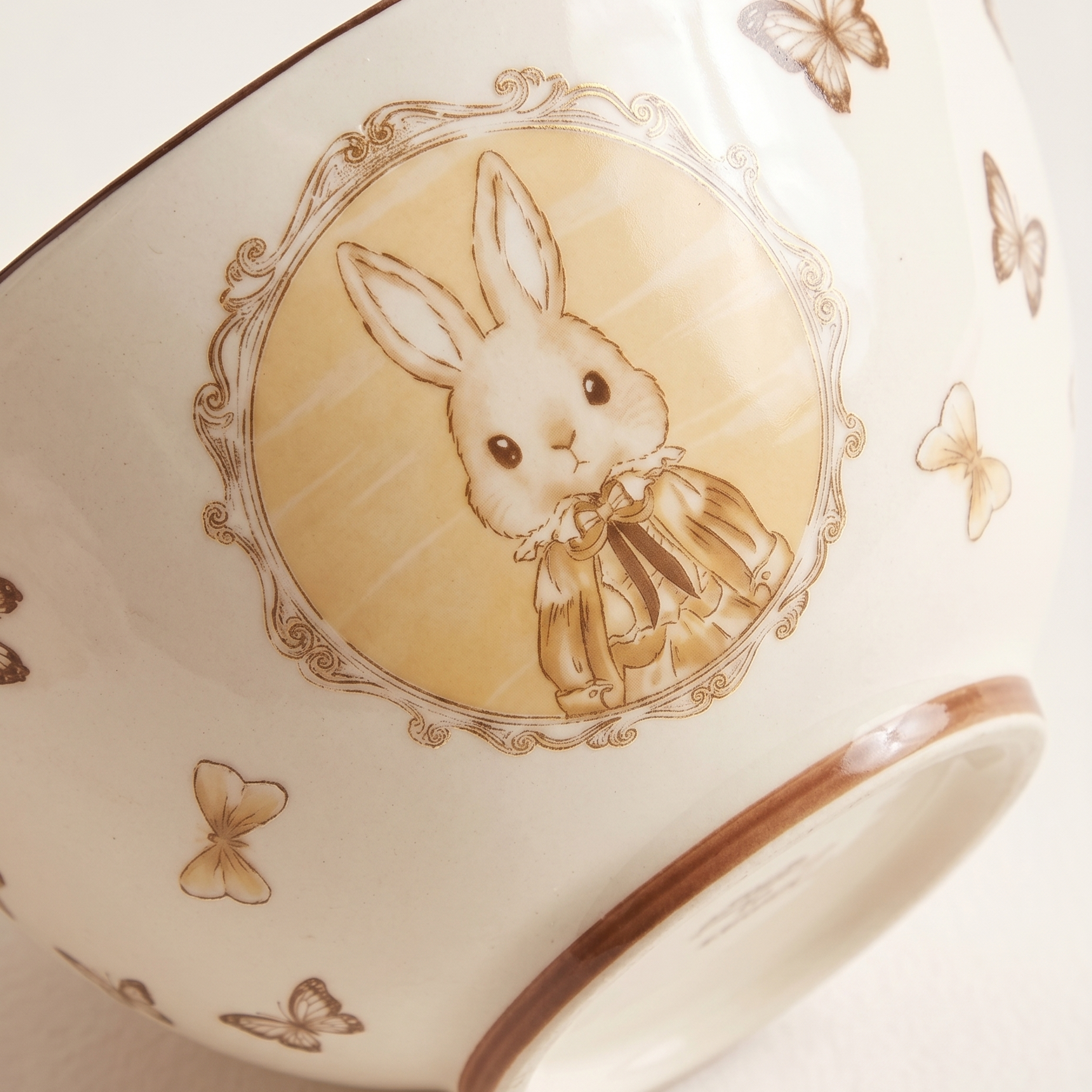 Hana Rabbit Ruffle Ceramic Bowl close up - MoriMori Home