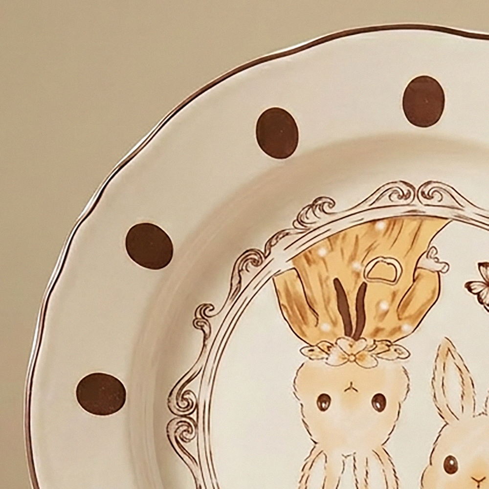 Hana Rabbit Ruffled Plate · 10" Cream Glaze