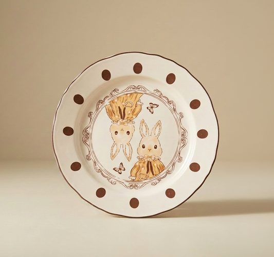 Hana Rabbit Ruffled Plate · 10" Cream Glaze
