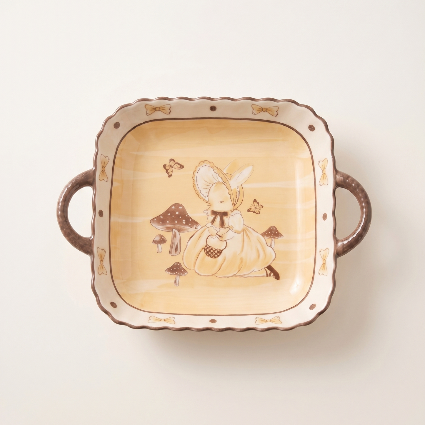 Hana Rabbit Square Ear Ceramic Plate 9.25 inch Milk White - MoriMori Home