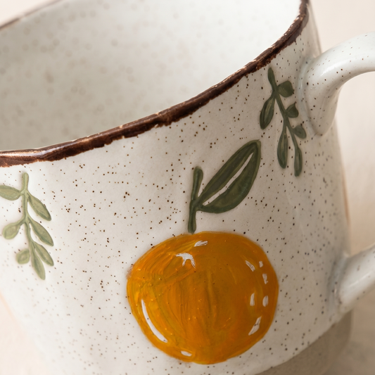 Hand-Painted Orange Ceramic Mug detail - MoriMori Home
