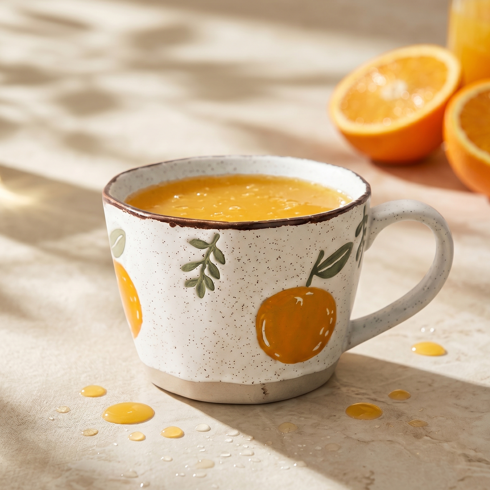 Hand-Painted Orange Ceramic Mug styled - MoriMori Home