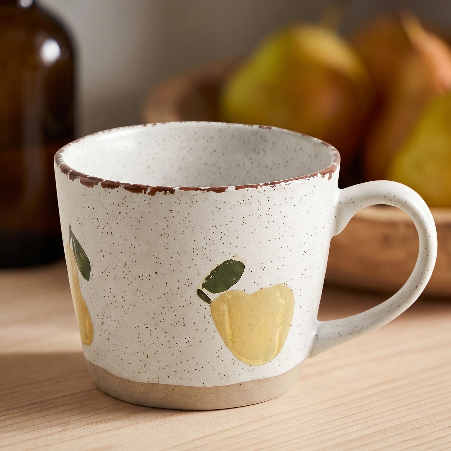Hand-Painted Pear Ceramic Mug styled - MoriMori Home